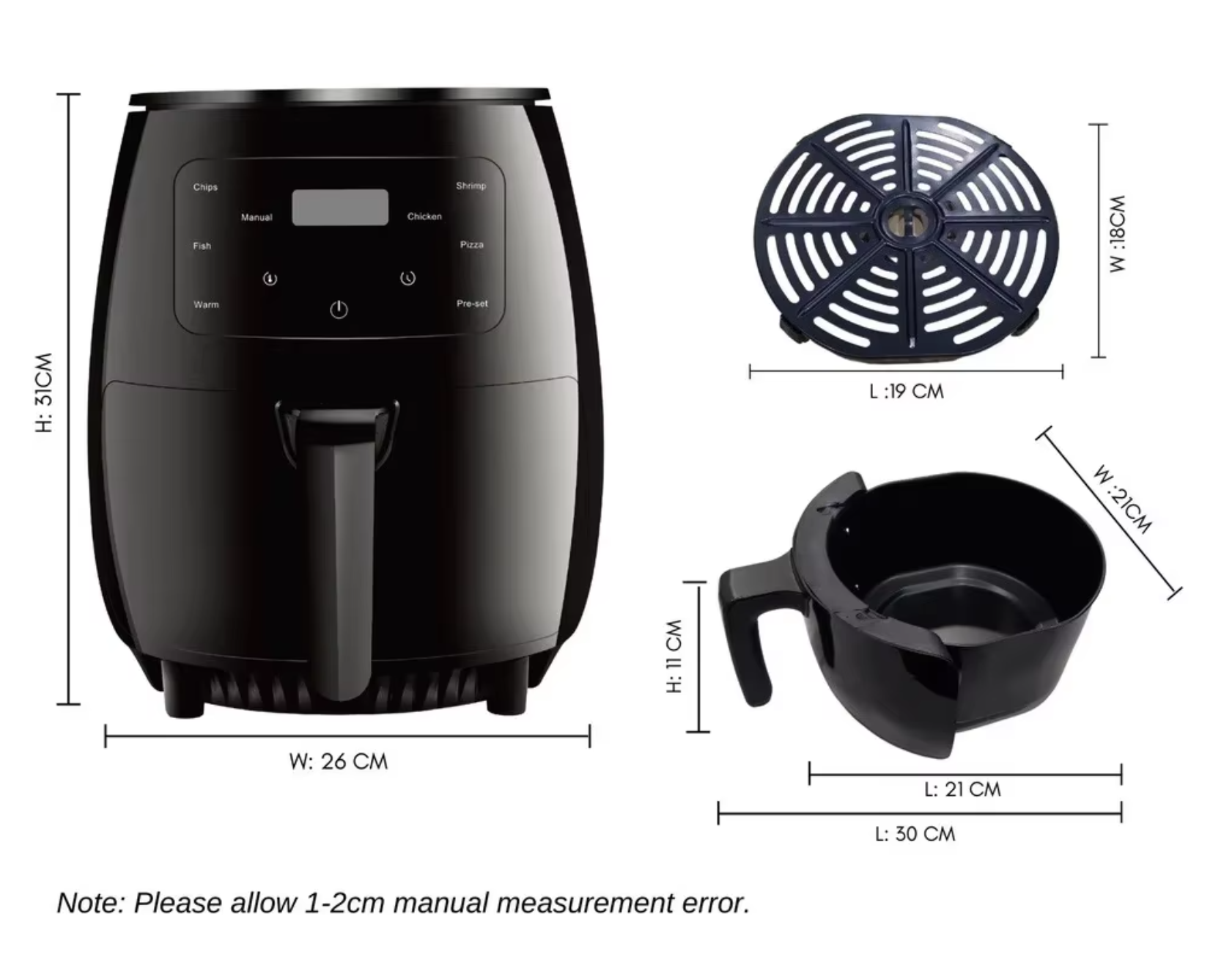 【Special Offer】VL-AF8006 Air Fryer Volsmart 6L Electric Air Fryer  Volsmart Air Fryer air fryer black 6Litre Digital Air Fryer for Healthier Meals