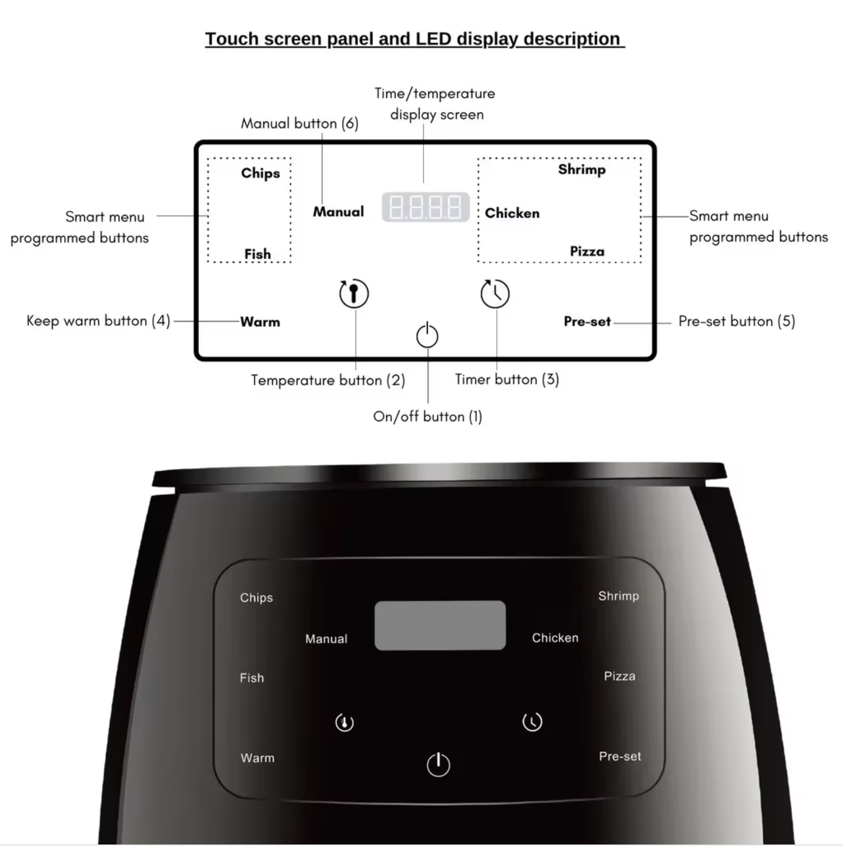 Volsmart Air Fryer VL-AF8006 6L multifunctional Volsmart Air fryer oven airfryer with 2400W power extra large  airfryer with manual control