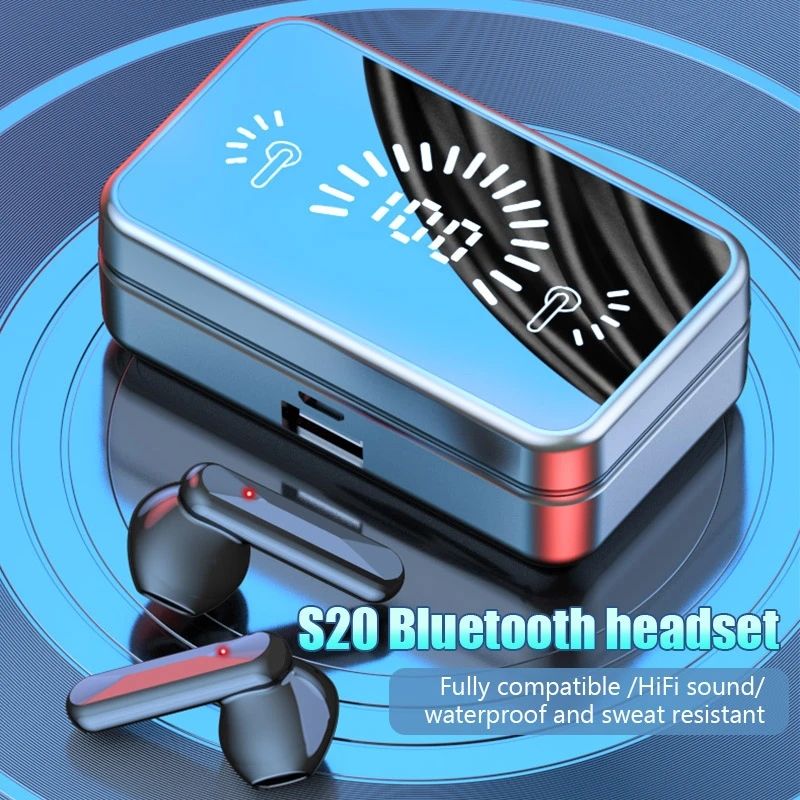 【HOT】VOLSMART VL-BES20 Wireless TWS Earphone Business Bluetooth Earpods Power Digital Display 5.1 Sports Hanging Ear Touch Earphone Waterproof  Earphone Wireless Bluetooth headset Bluetooth earbuds