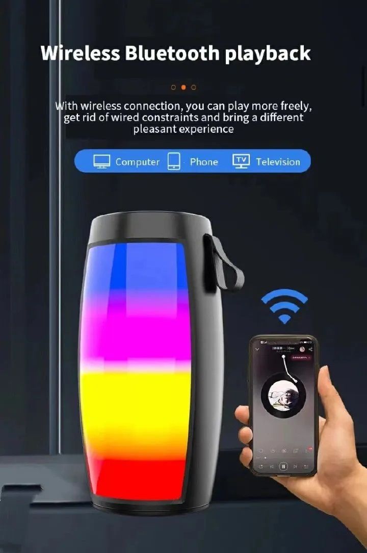 【HOT】VL-BS1202 Portable Colorful Lights Wireless Bluetooth Speaker AUX Audio TF Card USB Playback Portable Audio Video Portable Speakers Docks Bluetooth Speakers