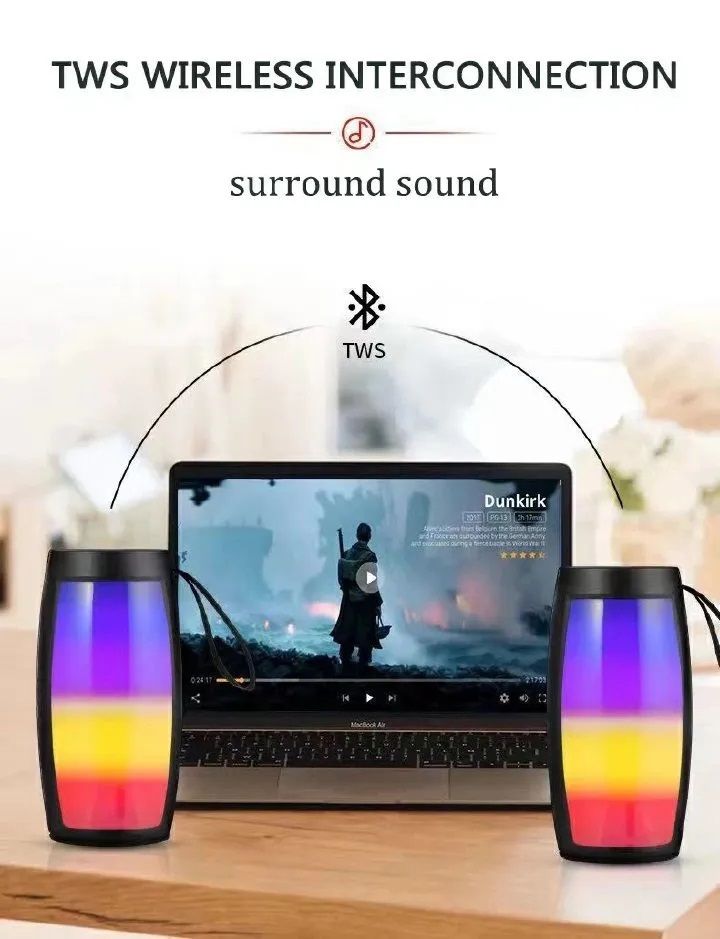 【HOT】VL-BS1202 Portable Colorful Lights Wireless Bluetooth Speaker AUX Audio TF Card USB Playback Portable Audio Video Portable Speakers Docks Bluetooth Speakers