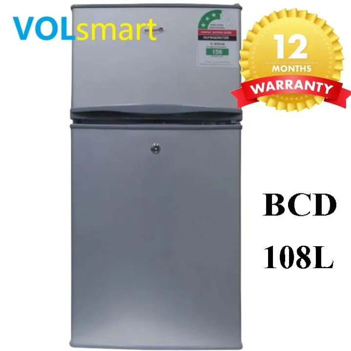 【Special Offer】Volsmart 108L Double Doors VL-BCD108 Fridge Freezer Energy Saving Refrigerator with Lock and Keys 108L fridge double door Direct Cool fridge Refrigerator fridges and freezers