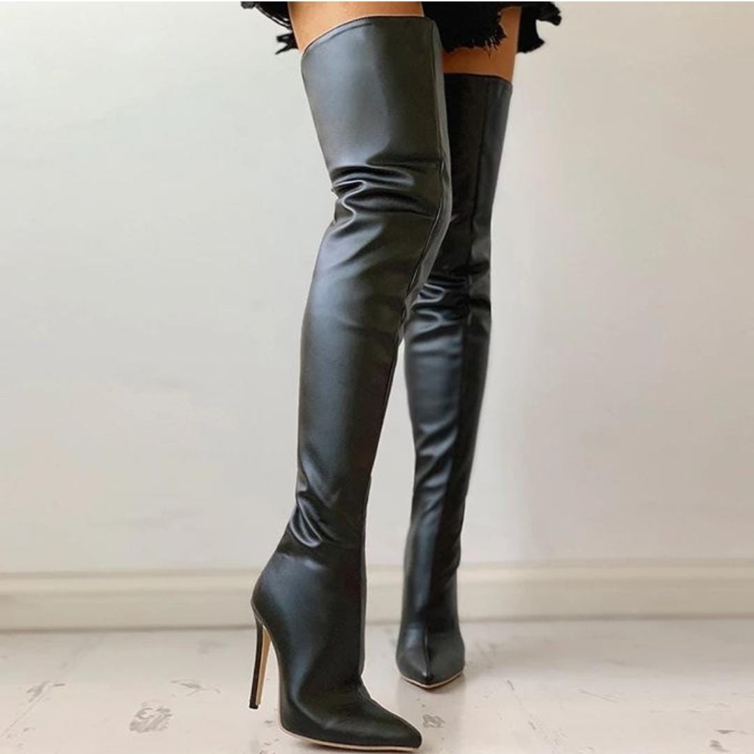 High Quality Stilletto Thigh high Heel boot sey black boot for ladies