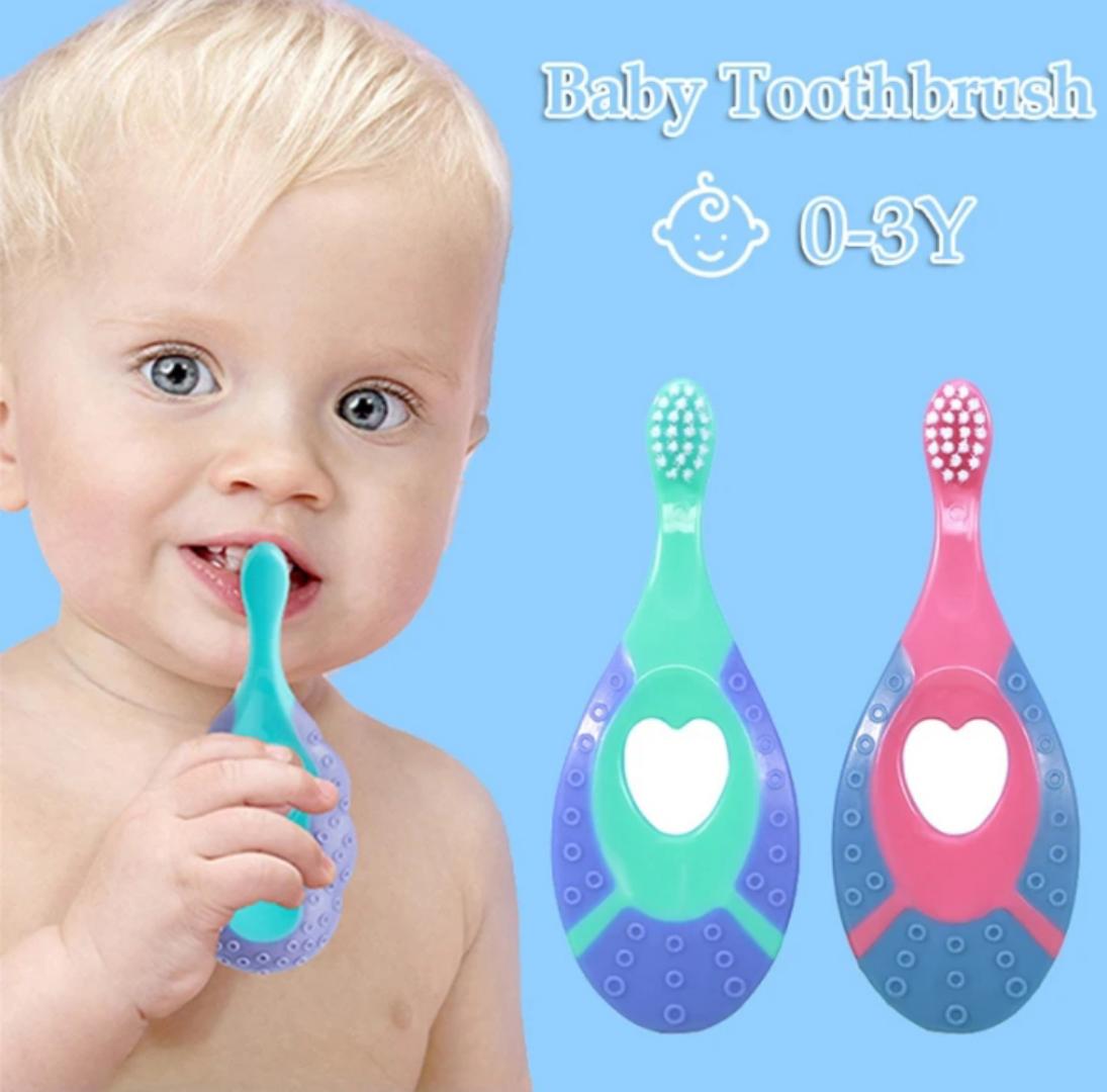 Baby toothbrush for 0-3yrs(2pcs per set)safe and sturdy toddler oral care teether brush.
