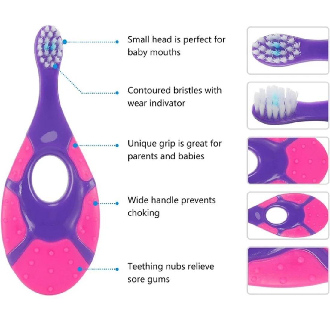 Baby toothbrush for 0-3yrs(2pcs per set)safe and sturdy toddler oral care teether brush.