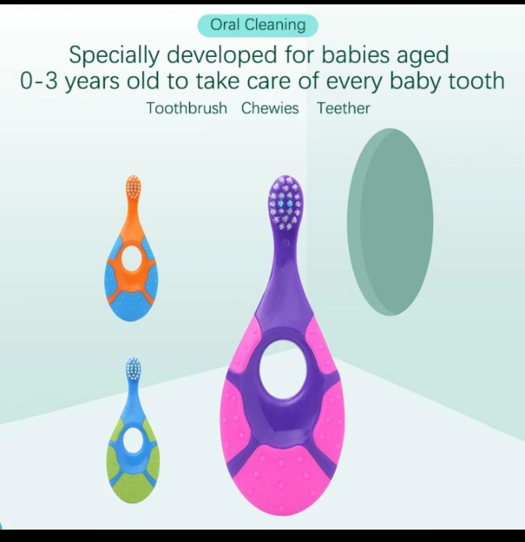 Baby toothbrush for 0-3yrs(2pcs per set)safe and sturdy toddler oral care teether brush.