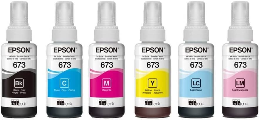 Epson 673 EPSON673 EPSON INK 673 673 EPSON INK Color Ink pack of 6 Black, Magenta, Cyan, Yellow, LM, LC