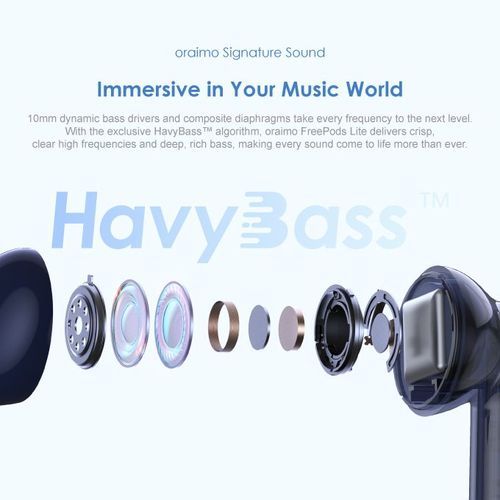 Oraimo FreePods Lite Noise Cancelation Havybass True Wireless Earbuds With APP Control