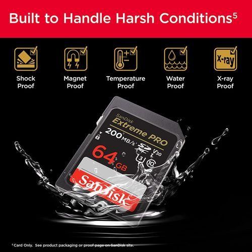 Sandisk Extreme PRO 64GB SDXC UHS-I Memory Card For CAMERA 200MB/S