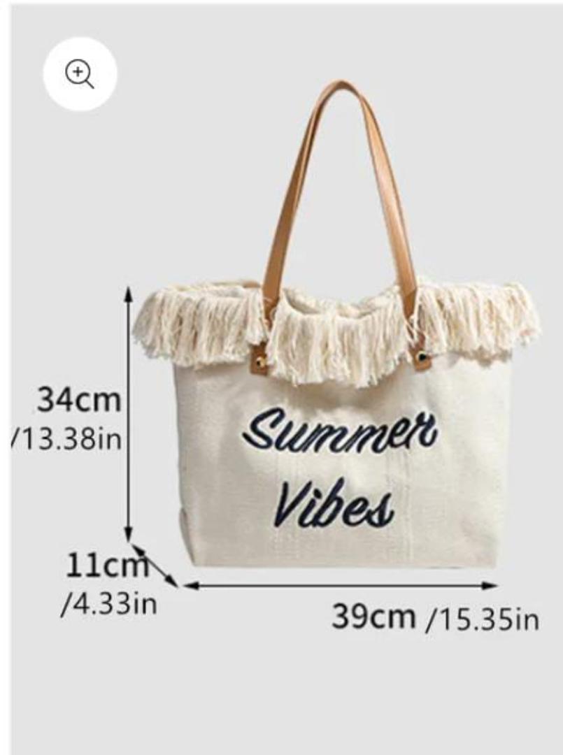 Letters Embroidery Canvas Summer Vibes Beach Bag

Casual Tote Bag