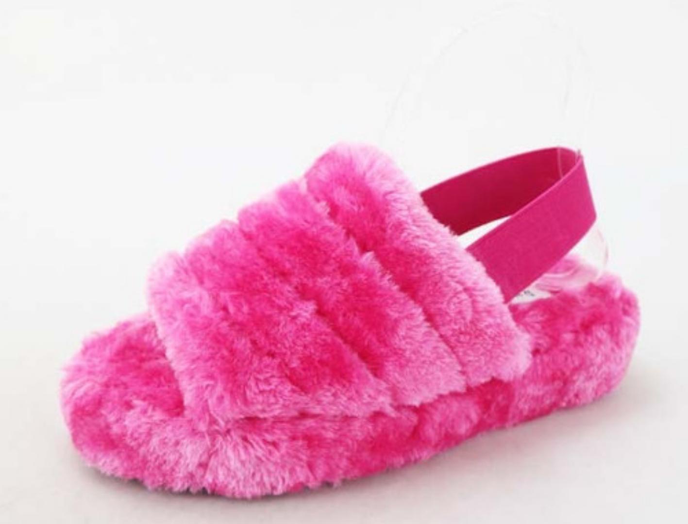 Premium Ladies Womens Faux Fur Slides – Fluffy Slip On Sliders Flat Walk with Arch Support Open Toe Slippers Sandals for Indoor Outdoor Use Winter/Summer