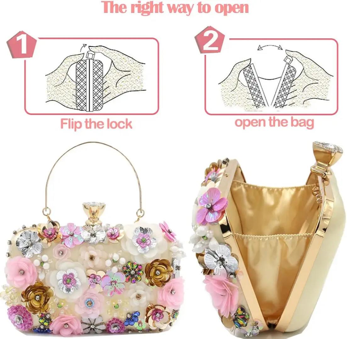 Beautiful Women Clutches Flower Evening Handbag Chain Strap Shoulder Bag handbag Wedding bag purse