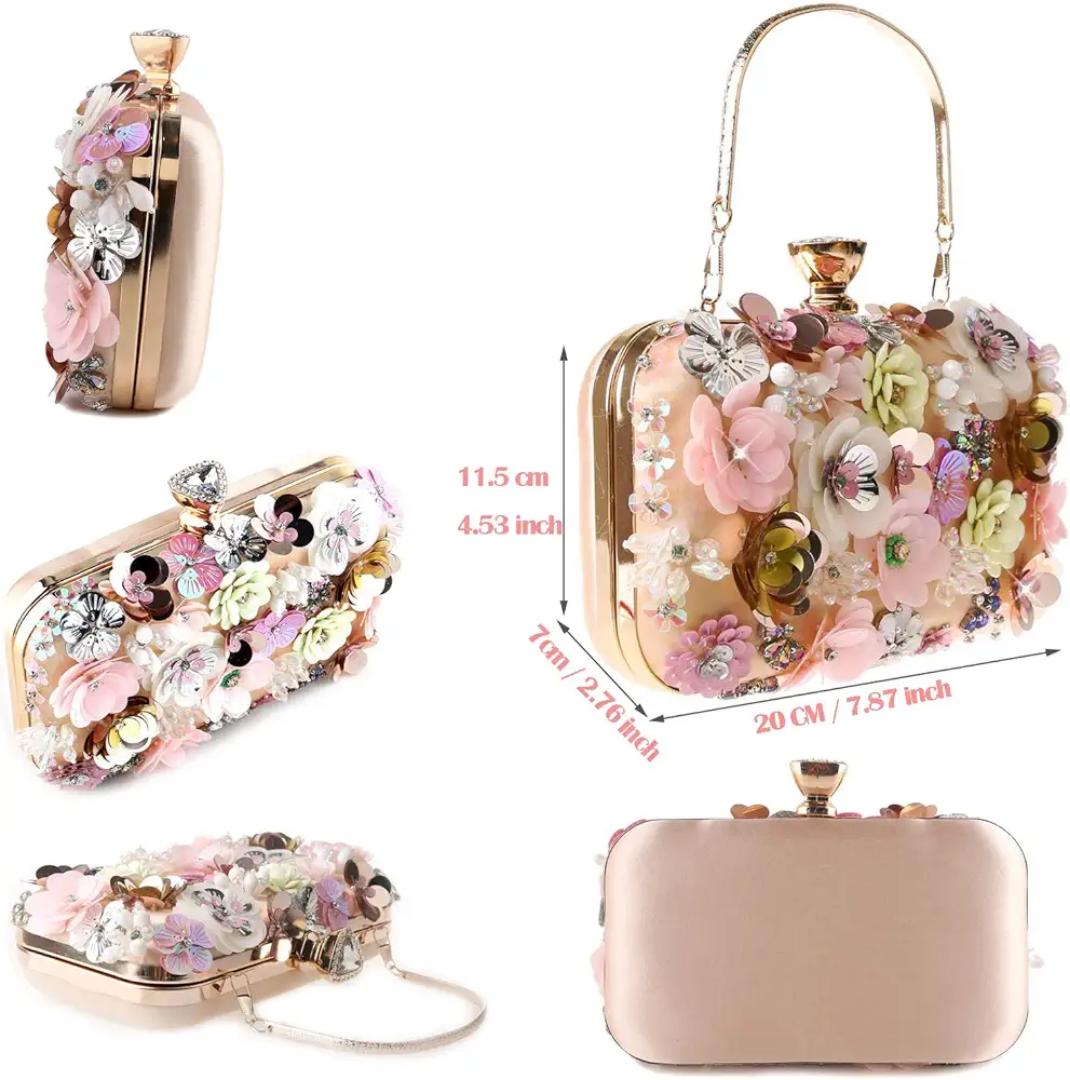 Beautiful Women Clutches Flower Evening Handbag Chain Strap Shoulder Bag handbag Wedding bag purse