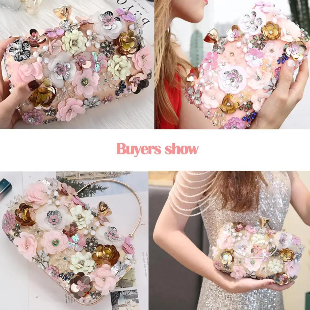 Beautiful Women Clutches Flower Evening Handbag Chain Strap Shoulder Bag handbag Wedding bag purse