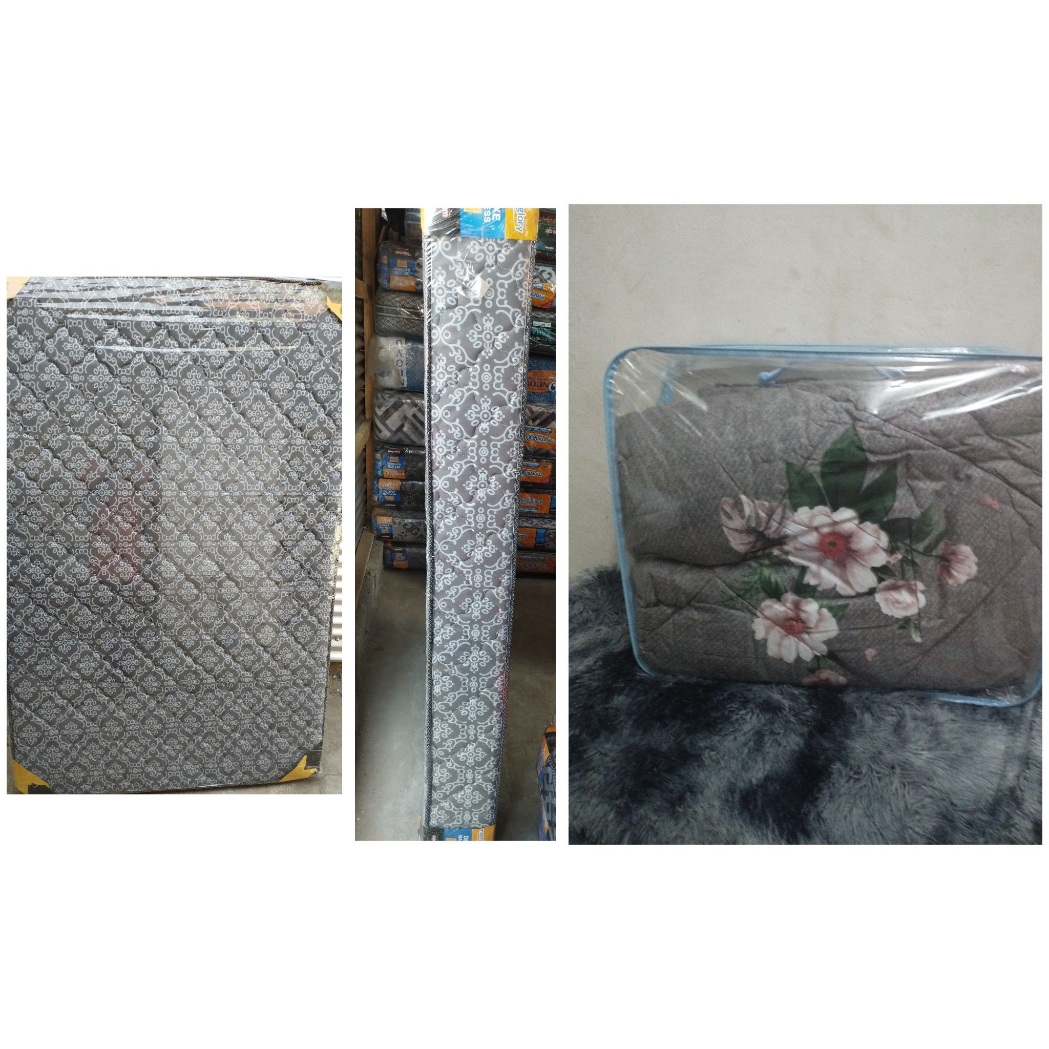 4×6×8 inch quilted morning glory superfoam medium density mattress with a 4by6 single woolen duvet