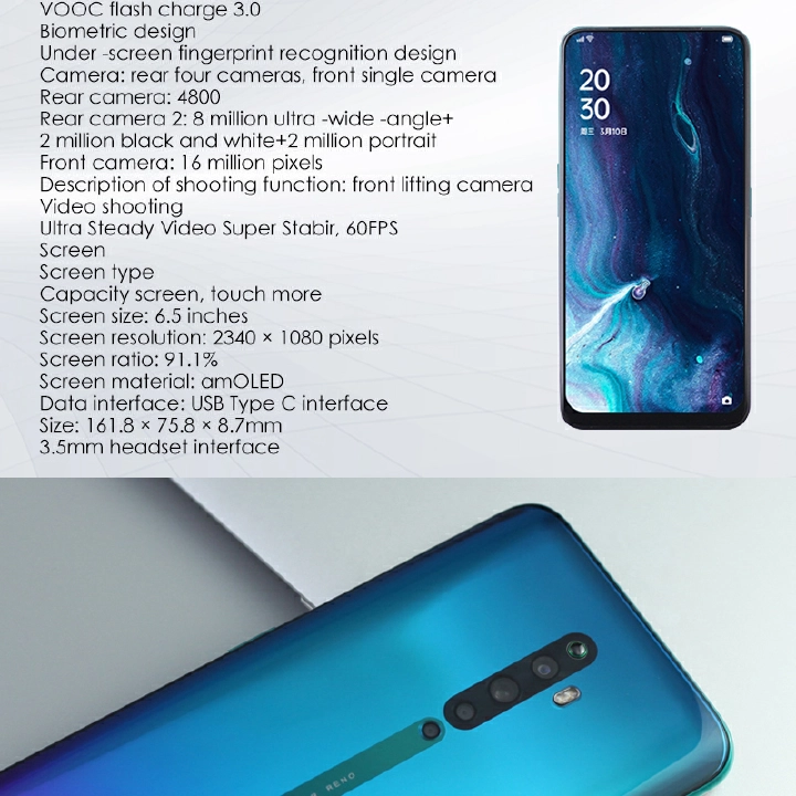 Refurbished OPPO Reno 2Z Google Edition 128GB+8GB 6.5 inches, supports 2G/3G/4G network dual-SIM mobile phone