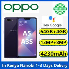 Refurbished oppo A5 /A3s Ram 4GB+Rom 64GB, Smartphone Android LTE Phone, 6.2 Inch Screen, Front 8mp, Rear 13mp + 2MP Camera, Face Unlock, 4230mah Battery, Octa Core Dual SIM Smartphone