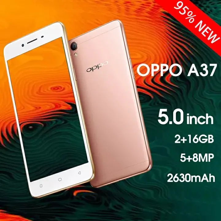 Refurbished OPPO A37 oppo A37F smartphone 5-inch screen 2GB + 16gb 2g / 3G / 4g / lte dual card 2630mah lockless phones 8MP+5MP refurbished phone SmartPhones random Gold