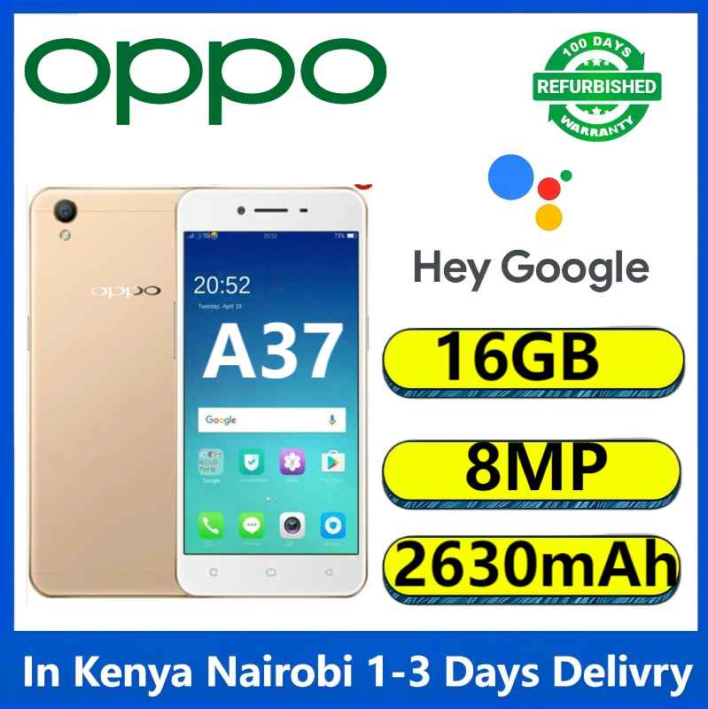 Refurbished OPPO A37 oppo A37F smartphone 5-inch screen 2GB + 16gb 2g / 3G / 4g / lte dual card 2630mah lockless phones 8MP+5MP refurbished phone SmartPhones random Gold
