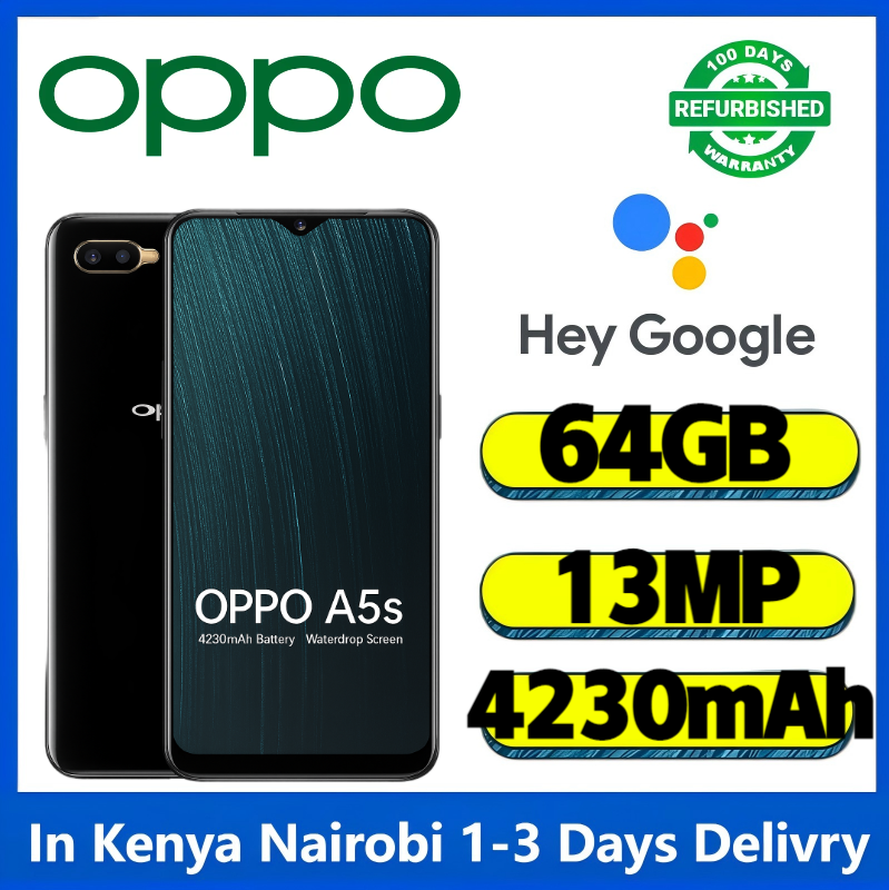 Refurbished OPPO A5s Smartphones 64GB+4GB 6.2 "13MP+8MP 4230mAh Dual SIM 4G phone face Fingerprint Unlock Refurbished Phone SmartPhones Mobile Phones Smart phone 4G Phone oppp phone