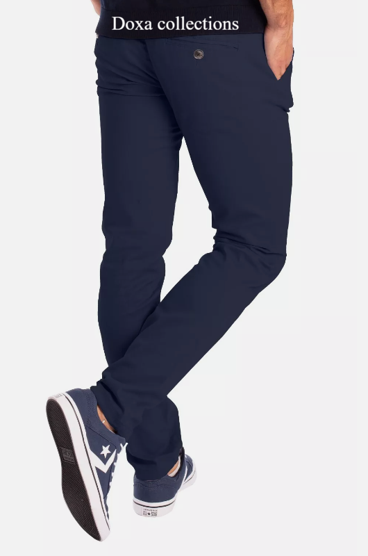 Navy Blue Soft Khaki Men's Trouser Slim Fit Casual- Non-Fading, Slight stretch, Long pant