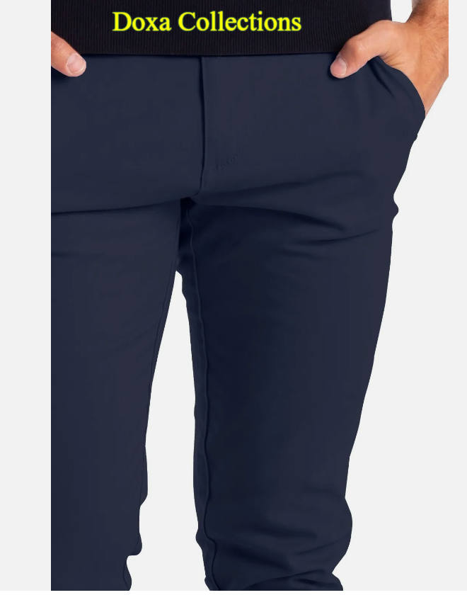 Navy Blue Soft Khaki Men's Trouser Slim Fit Casual- Non-Fading, Slight stretch, Long pant
