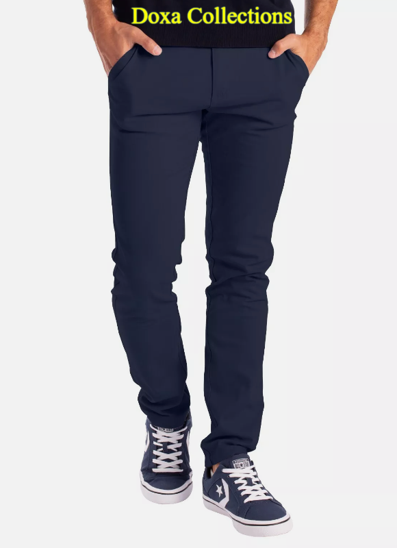 Navy Blue Soft Khaki Men's Trouser Slim Fit Casual- Non-Fading, Slight stretch, Long pant