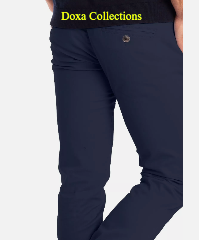 Navy Blue Soft Khaki Men's Trouser Slim Fit Casual- Non-Fading, Slight stretch, Long pant
