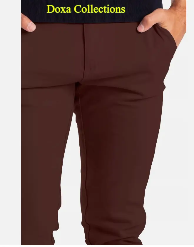 Maroon Soft Khaki Men's Trouser Slim Fit Casual- Non-Fading, Slight stretch, Long pant
