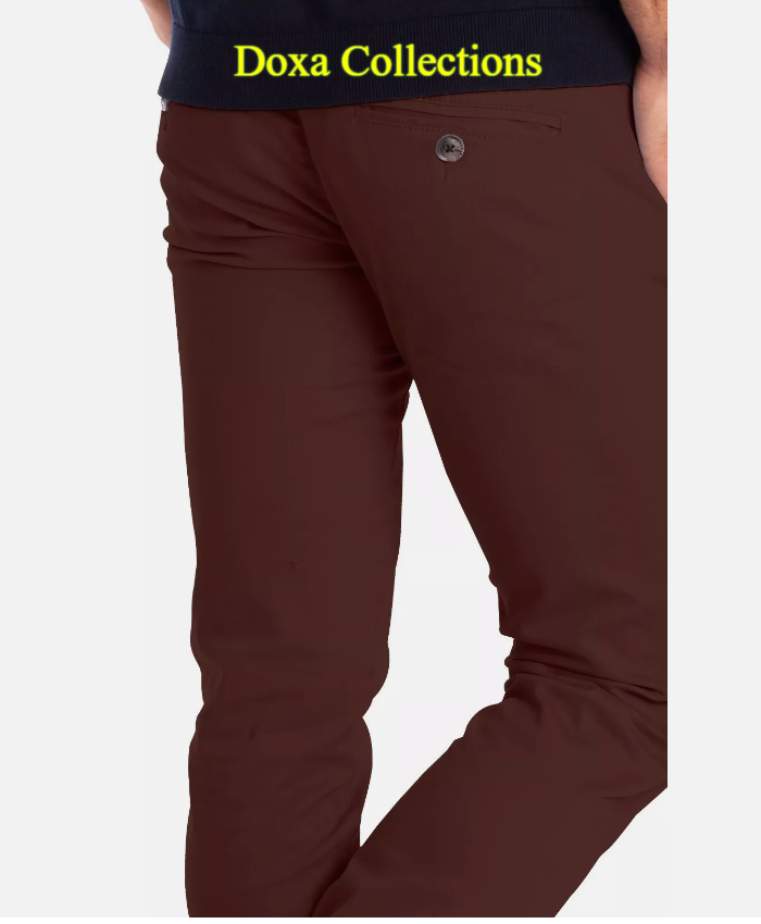 Maroon Soft Khaki Men's Trouser Slim Fit Casual- Non-Fading, Slight stretch, Long pant