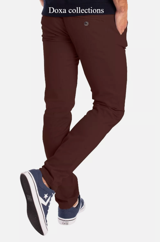 Maroon Soft Khaki Men's Trouser Slim Fit Casual- Non-Fading, Slight stretch, Long pant