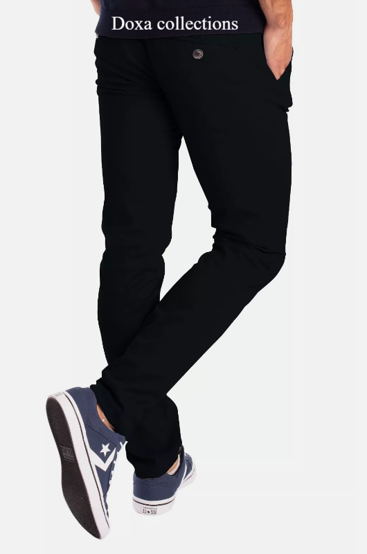 Black Soft Khaki Men's Trouser Slim Fit Casual- Non-Fading, Slight stretch,Long pants