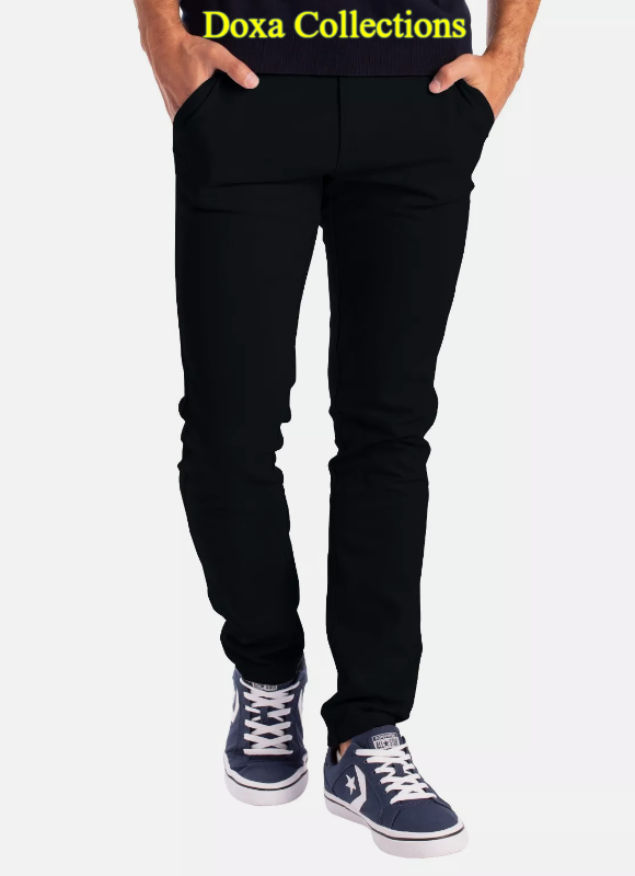 Black Soft Khaki Men's Trouser Slim Fit Casual- Non-Fading, Slight stretch,Long pants