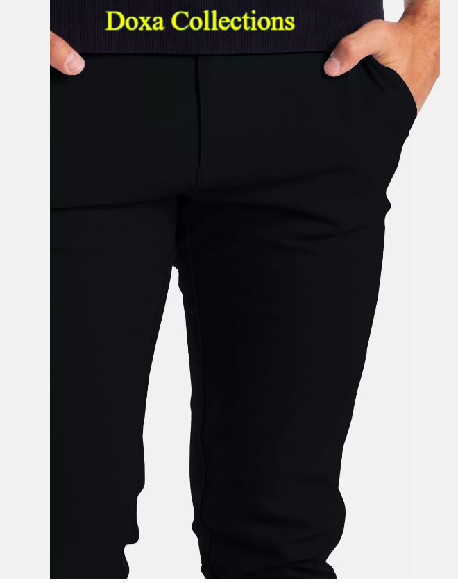 Black Soft Khaki Men's Trouser Slim Fit Casual- Non-Fading, Slight stretch,Long pants