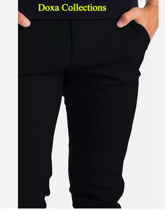 Black Soft Khaki Men's Trouser Slim Fit Casual- Non-Fading, Slight stretch,Long pants