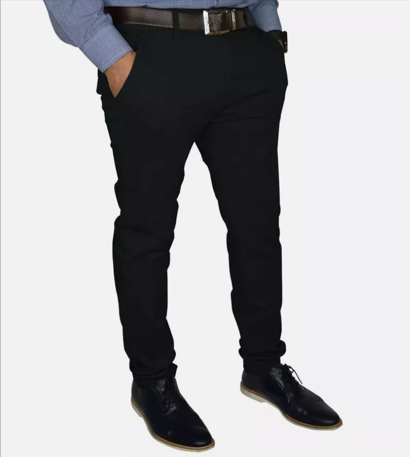 Black Soft Khaki Men's Trouser Slim Fit Casual- Non-Fading, Slight stretch,Long pants