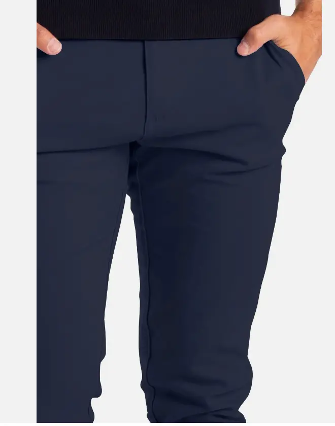 Navy Blue Soft Khaki Men's Trouser Slim Fit Casual- Non-Fading, Slight stretch, Long pant