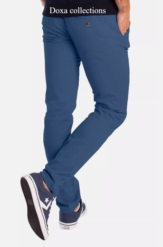Blue Soft Khaki Men's Trouser Slim Fit Casual- Non-Fading, Slight stretch,Long pants
