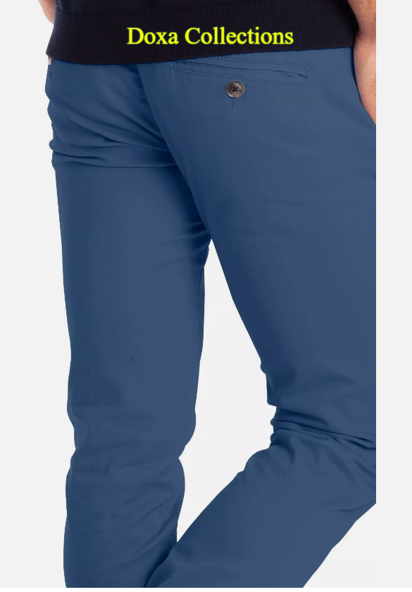 Blue Soft Khaki Men's Trouser Slim Fit Casual- Non-Fading, Slight stretch,Long pants