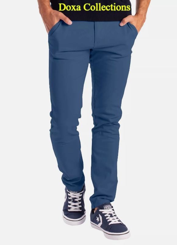 Blue Soft Khaki Men's Trouser Slim Fit Casual- Non-Fading, Slight stretch,Long pants