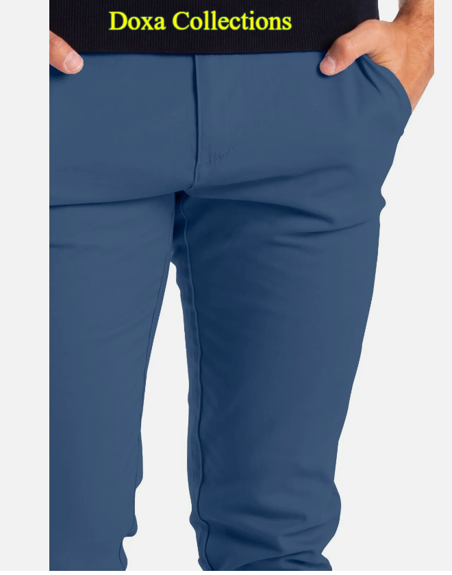 Blue Soft Khaki Men's Trouser Slim Fit Casual- Non-Fading, Slight stretch,Long pants