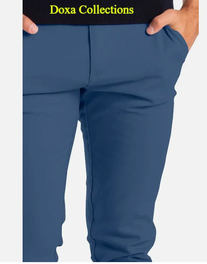 Blue Soft Khaki Men's Trouser Slim Fit Casual- Non-Fading, Slight stretch,Long pants
