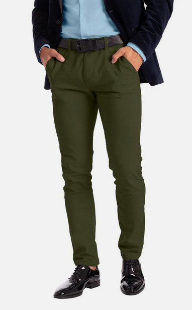 Jungle Green Soft Khaki Men's Trouser Slim Fit Casual- Non-Fading, Slight stretch, Long pants