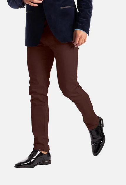 Dark Brown Soft Khaki Men's Trouser Slim Fit Casual- Non-Fading, Slight stretch, Long pants
