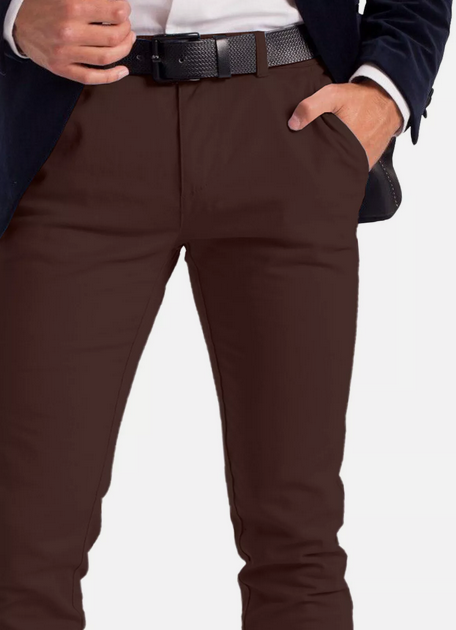 Dark Brown Soft Khaki Men's Trouser Slim Fit Casual- Non-Fading, Slight stretch, Long pants