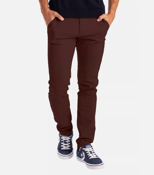 Dark Brown Soft Khaki Men's Trouser Slim Fit Casual- Non-Fading, Slight stretch, Long pants