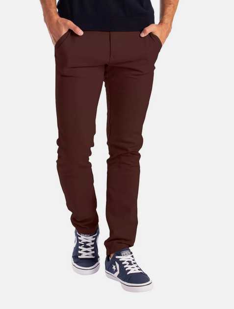 Dark Brown Soft Khaki Men's Trouser Slim Fit Casual- Non-Fading, Slight stretch, Long pants