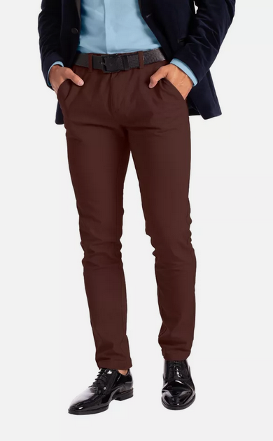 Dark Brown Soft Khaki Men's Trouser Slim Fit Casual- Non-Fading, Slight stretch, Long pants