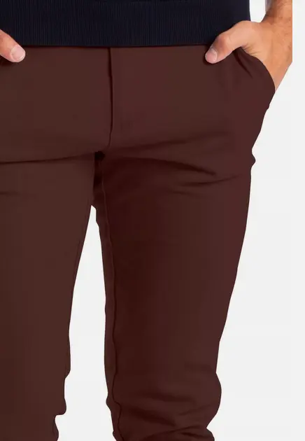 Dark Brown Soft Khaki Men's Trouser Slim Fit Casual- Non-Fading, Slight stretch, Long pants
