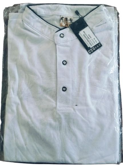White Chinese M - Round Neck Collar T-shirt: Casual, Non-Fading, Short-Sleeved Cotton